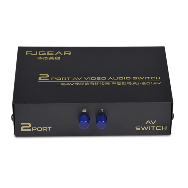 2 Port RCA 2 in 1 out Composite Video L/R Selector Box for DVD Player