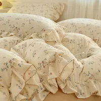 Bonenjoy Housse de couette en dentelle imprimée pour la maison, housse de couette à volants, literie pour chambre d'enfant et d'adultes (fourre d'oreiller nécessaire de commande) 5
