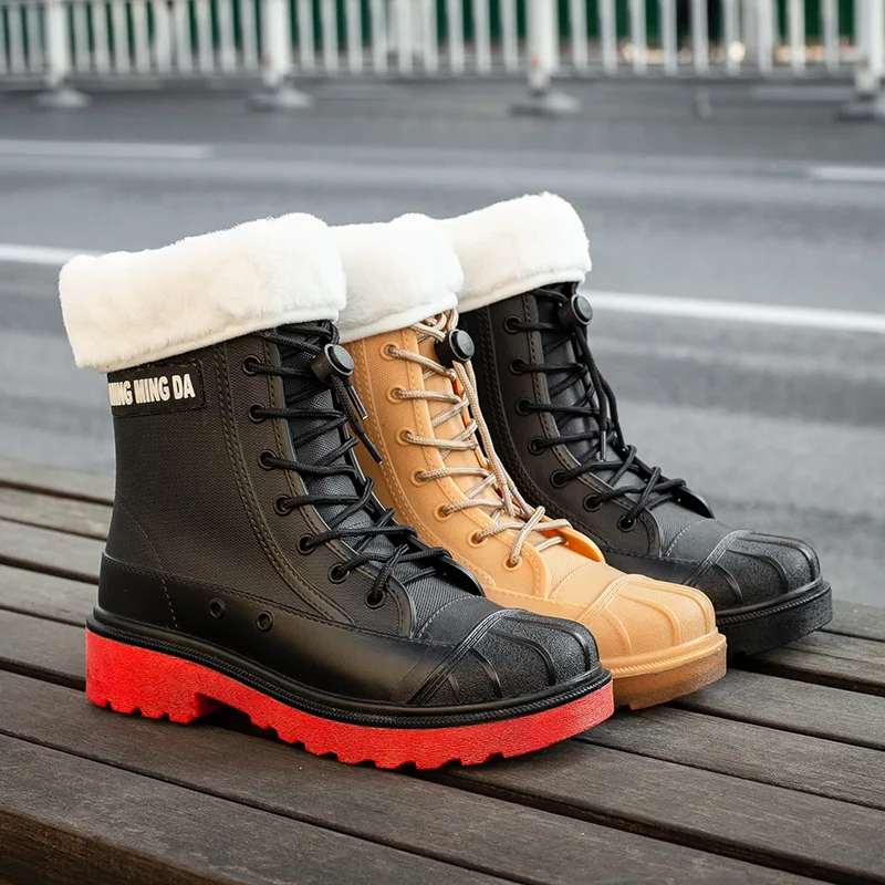 Fashionable Women's Comfortable British Martin Rain Boots Non-slip Wear-resistant Thickened Casual Outdoor Low-top Water Shoes