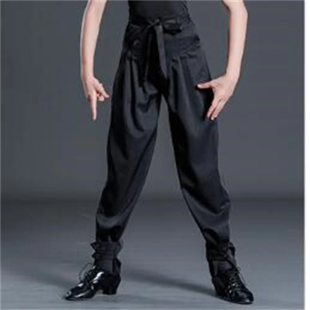 Boy Latin Dance Pants Ballroom Dance Pants Children's lace-up waist Cha Cha/Rumba/Samba