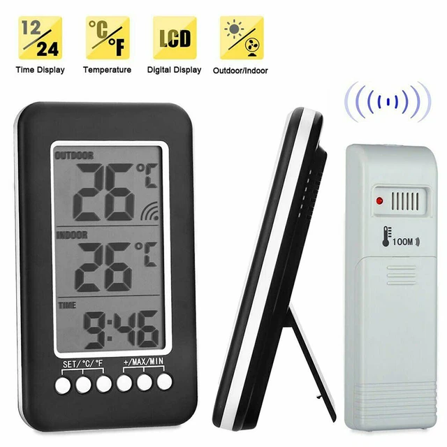 LCD ?/? Digital Wireless Indoor/Outdoor Thermometer Clock