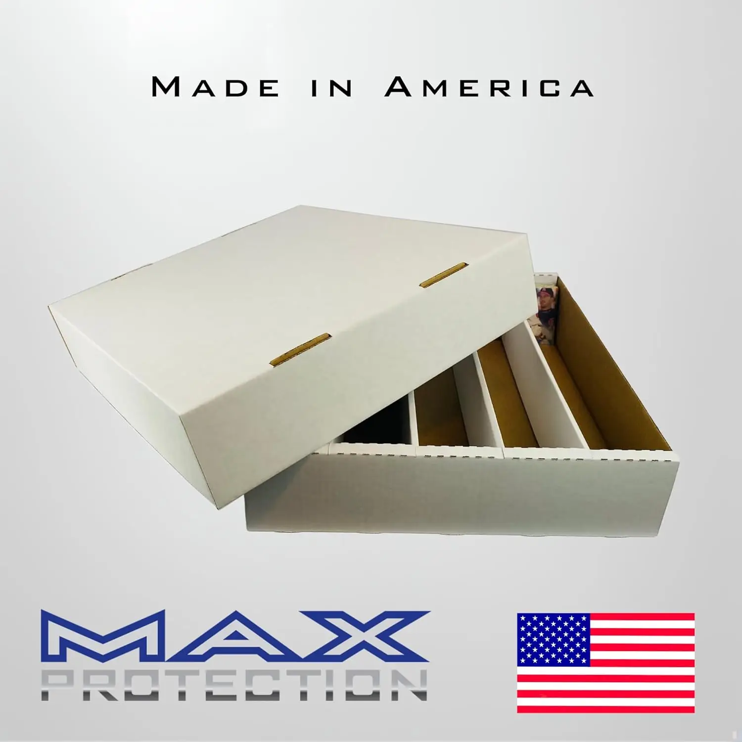 Row Trading Card Storage Box - Durable Cardboard Box, Card Collection - 200 lb. Test Strength, Full Lid Design. Made in the USA