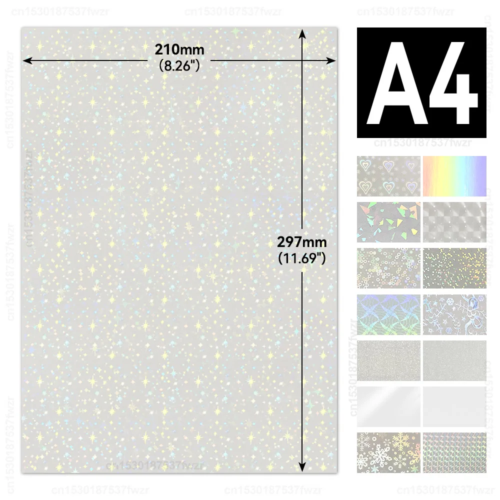 10 Sheets Cold Lamination Film Glass/Sart/Circles/Dots/Transparent/Holographic Adhesive Paper use for Adhesive Photo Paper A4