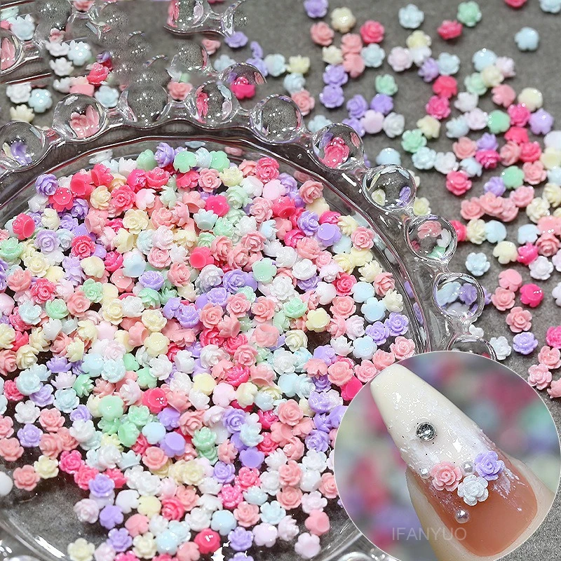 Vibrant Floral Resin Nail Art Ornaments Set