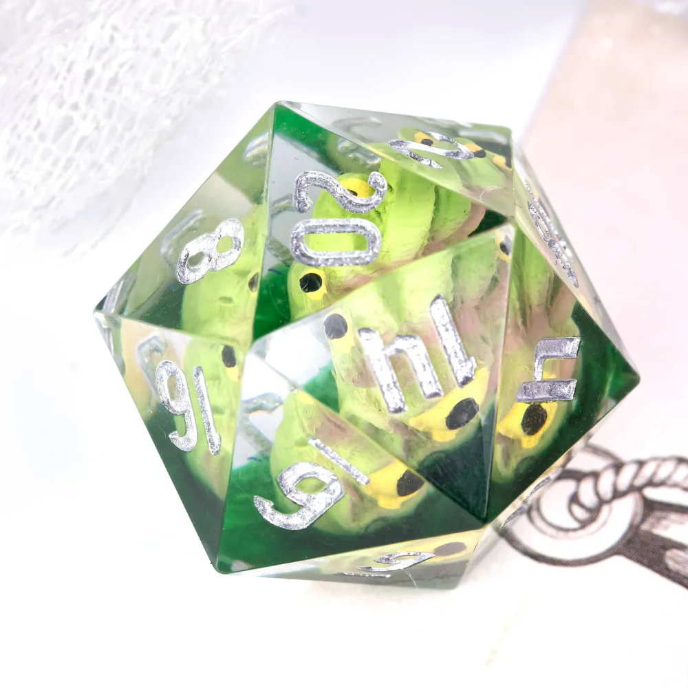 

Cusdie 1Pc 22mm D20 Dice, 20 Sided Dice Filled w/ Finger Monster, Single D20 Dice, for Role Playing Game Pathfinder