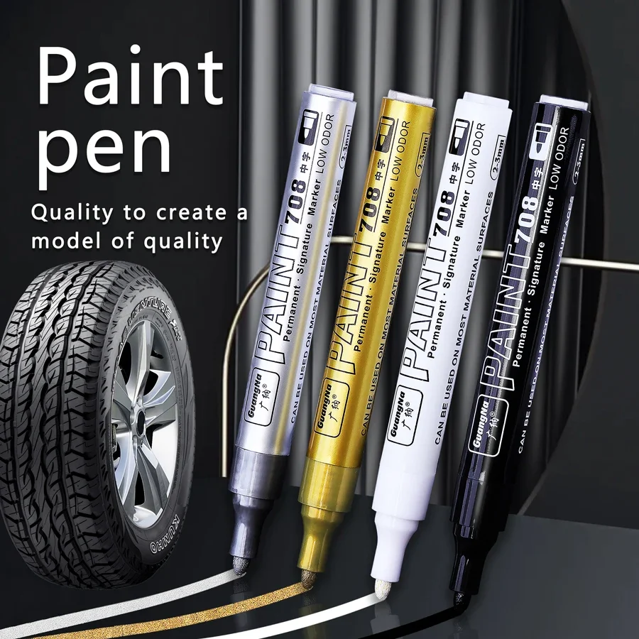 Metallic Paint Marker Pens with Ink Set Gold Silver White Permanent 2mm Art Markers for Manga Crafts Scrapbooking Art Supplies