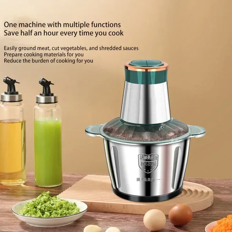 Kitchen household electric meat grinder stainless steel stuffing minced vegetables minced meat mincer small garlic chili cooker 3