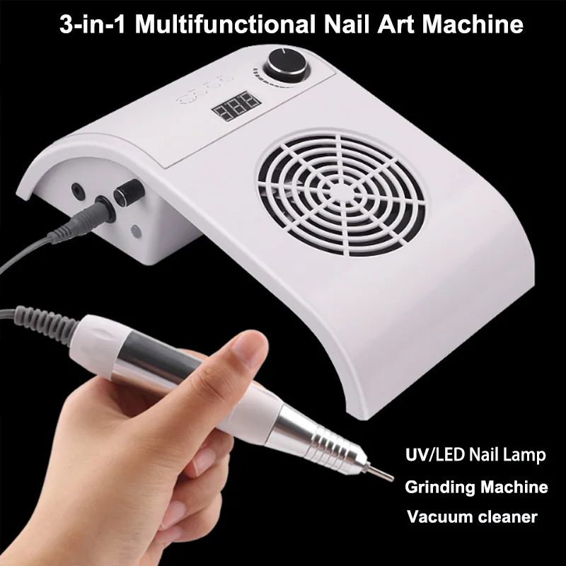 3 In 1 Nail Art Machine Set Nail Set with Gel Nail Polish Kit Poly Nail Set Nail Lamp Nail Drill Manicure Vacuum Cleaner Sets 3