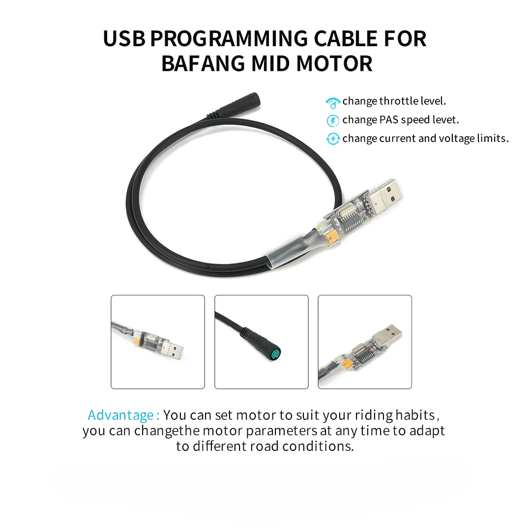 Bafang USB 프로그래밍 케이블 Ebike, 8fun BBS BBSHD 미드 드라이브 모터 프로그래밍 케이블, 5 핀 전기 자전거 액세서리
