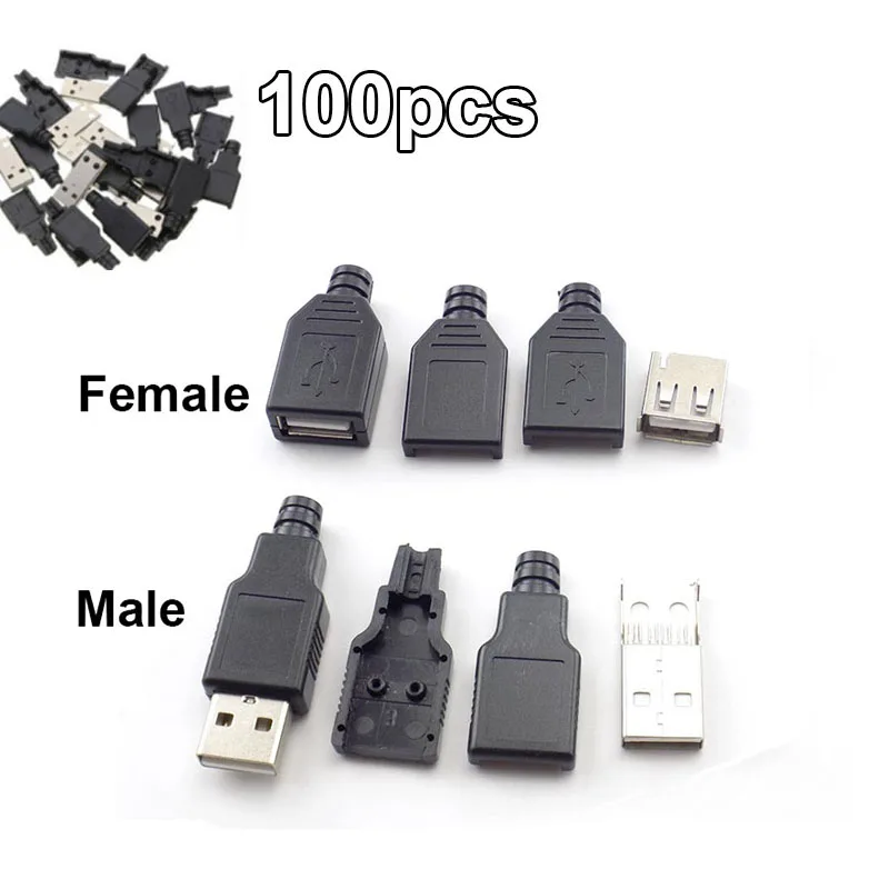 

100 шт., Разъемы USB Type-A «папа» и «мама»