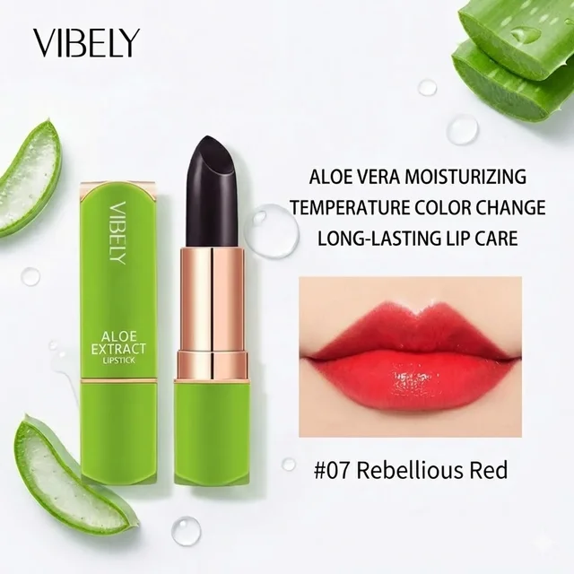 VIBELY Aloe Vera Moisturizing Lip Balm Thermochromic Jelly Lipstick Long Lasting Hydrating Lip Care Tint for Daily Use