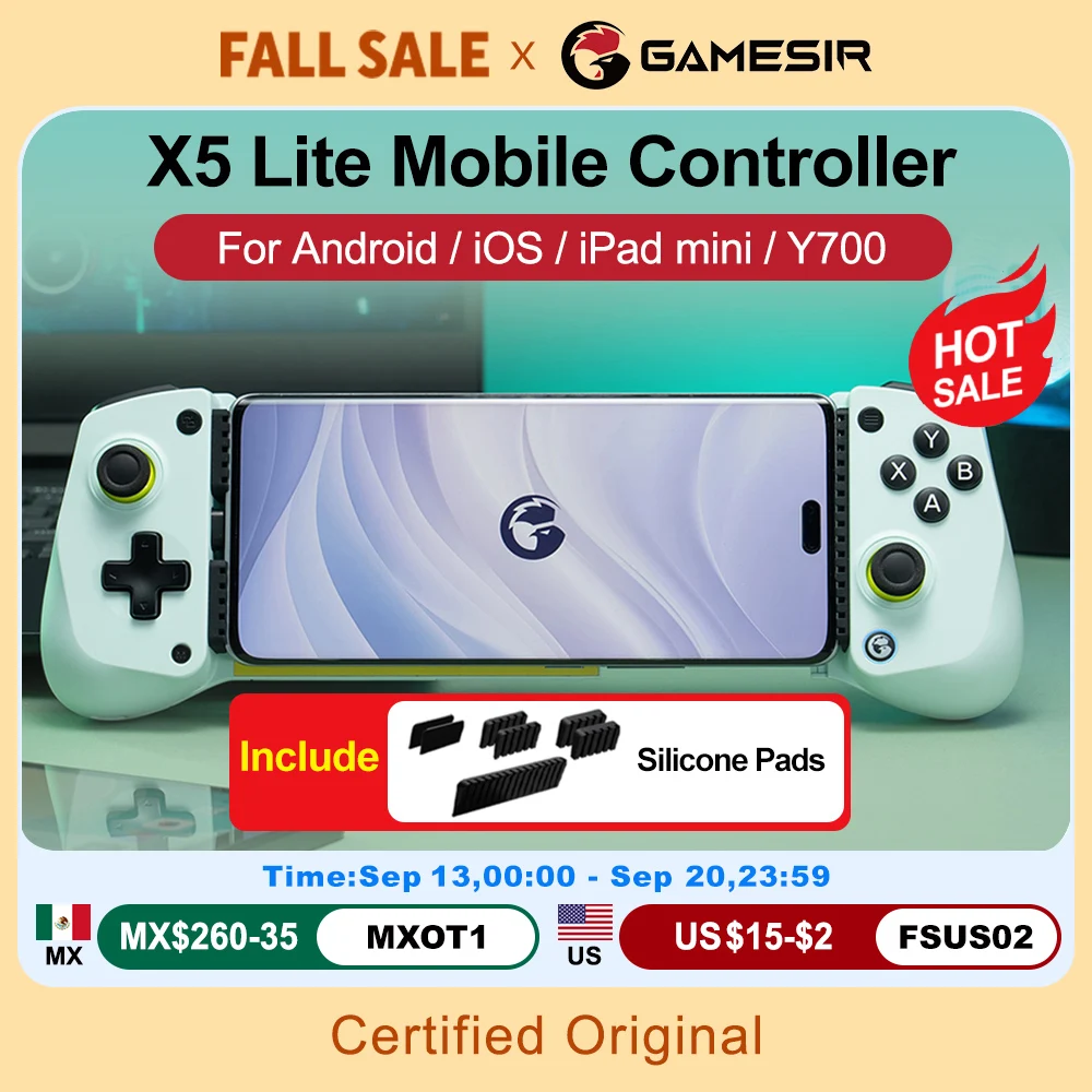 لوحات ألعاب للهاتف المحمول GameSir X5 Lite لهاتف iPhone 16 15 Series iPad Mini Android Tablet Controller Hall Effect Joysticks Design — صورة 1