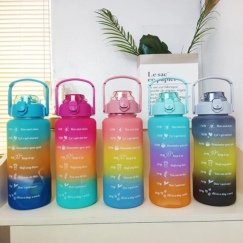 1SET/3PCS Sports Water Bottle With Straw Men Women Fitness Water Bottles  Outdoor Cold Water Bottlesc With Time Marker Drinkware - AliExpress