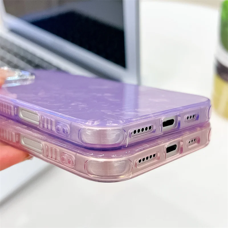 Custodia per telefono in marmo con increspature laser per iPhone 16 Plus 15 14 13 Pro Max, rigida in PC, glitter, protezione per fotocamera, antiurto, cover posteriore_voghion.com