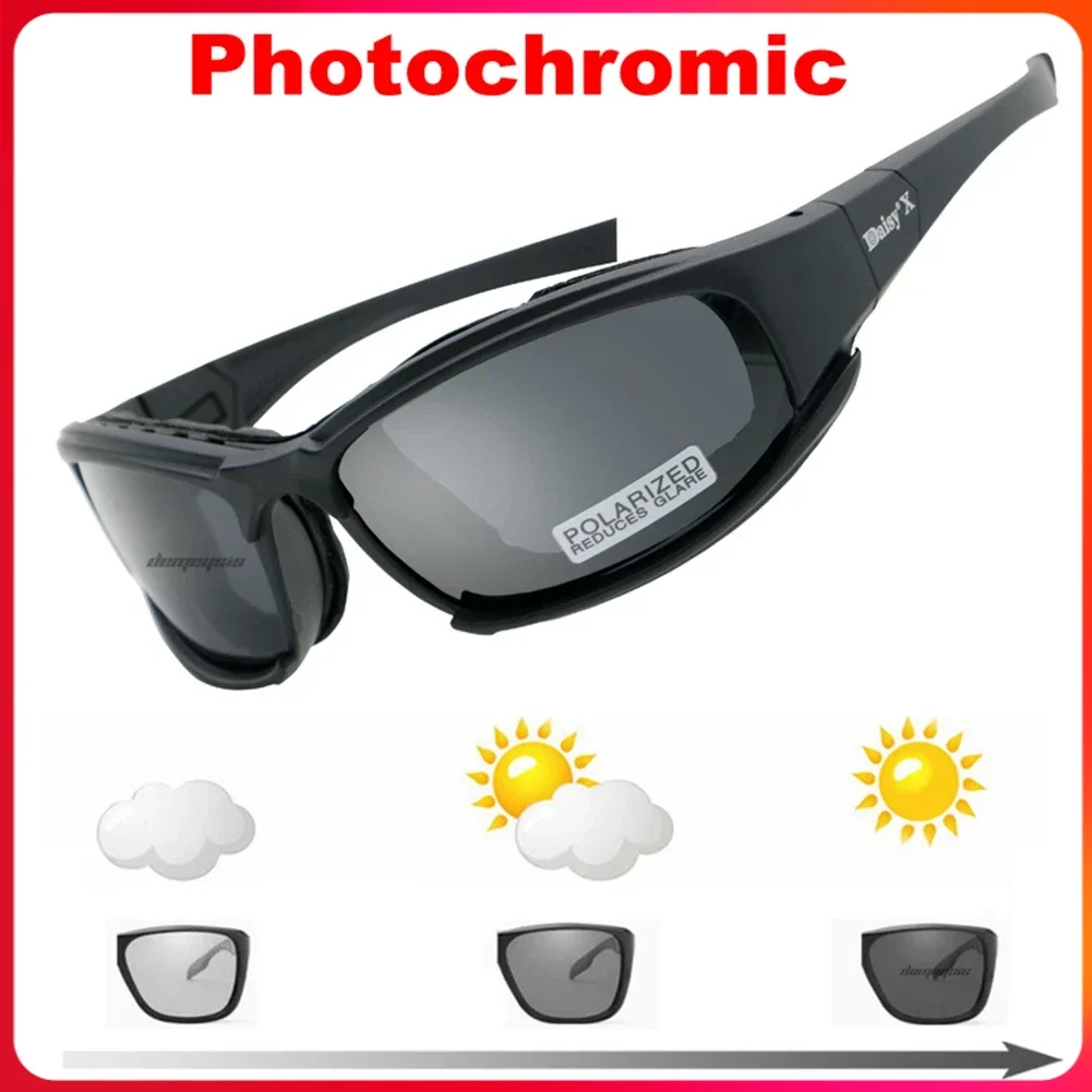 Photochromic Polarized Tactical Outdoor Sunglasses and Goggles Set