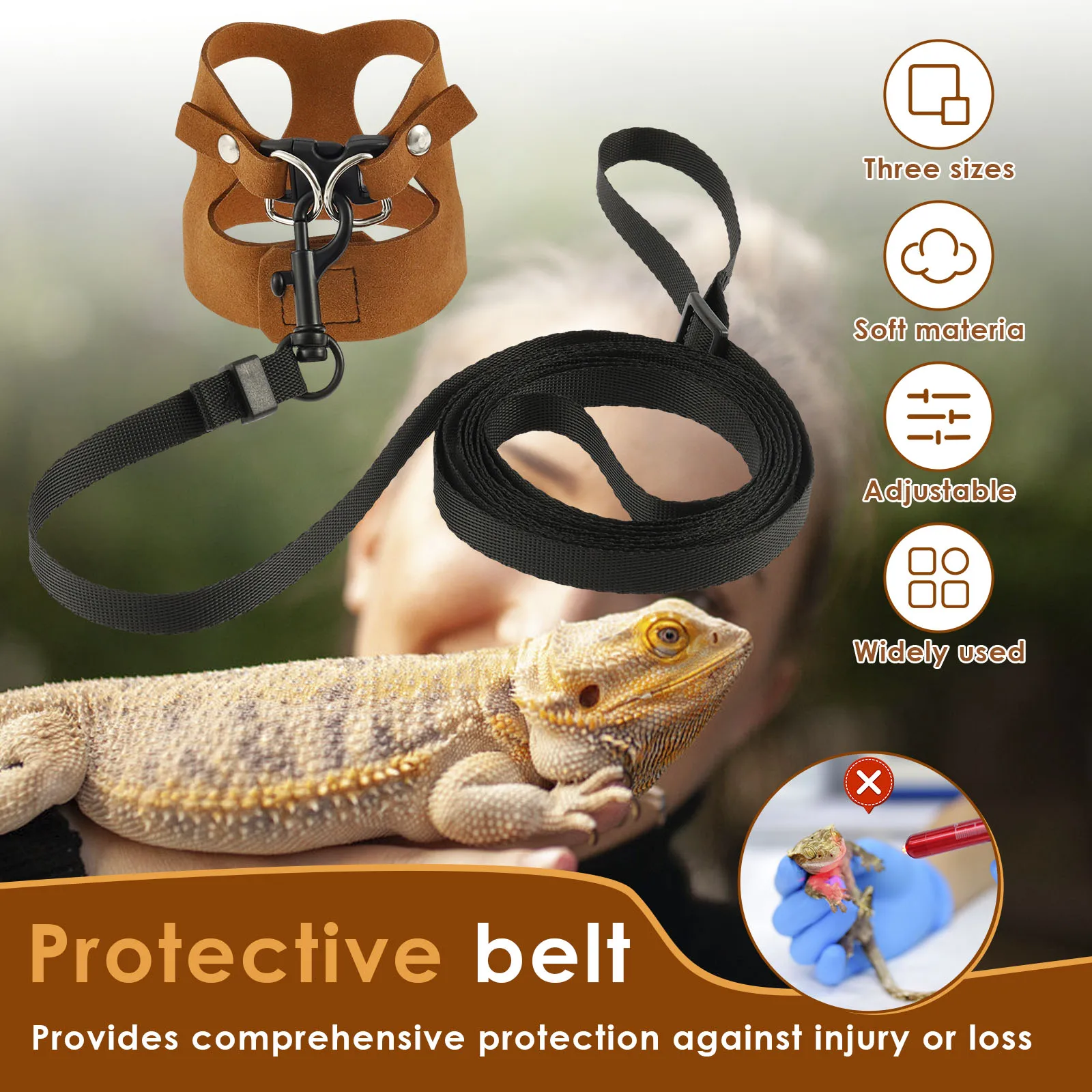 Lizard Harness Set - Adjustable Leash for Bearded Dragons  Reptiles