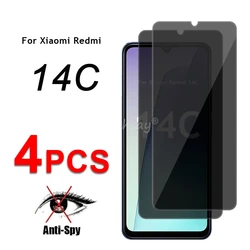 Anti - Spy Privacy Screen Tempered Glass Protector Film for 2 Glass (Redmi 14C)