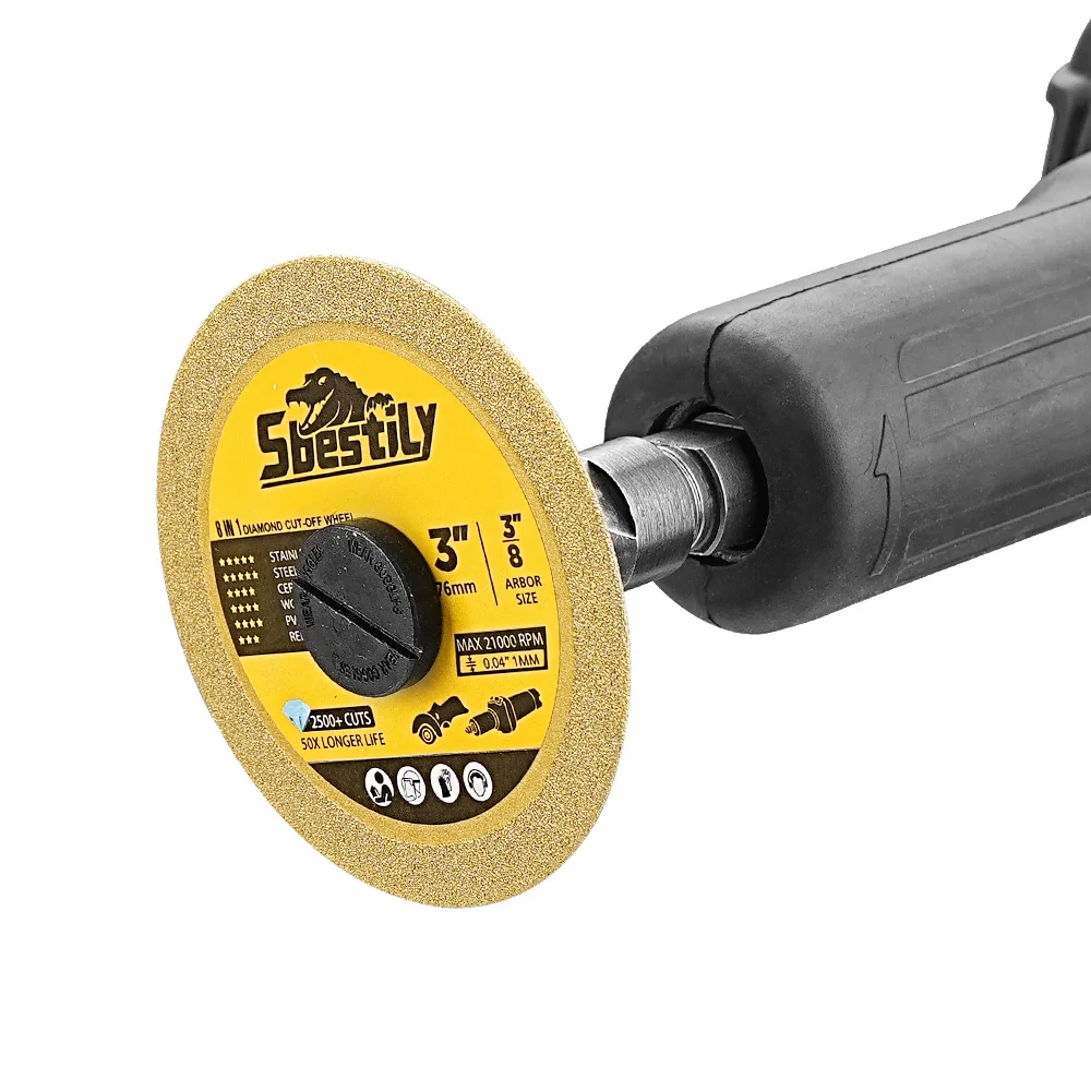 75mm Brazed Diamond Cutting Disc Mini Metal Cutting Wheel Ceramic Glass Saw Blade + Matching Mounting Mandrel For Grinde
