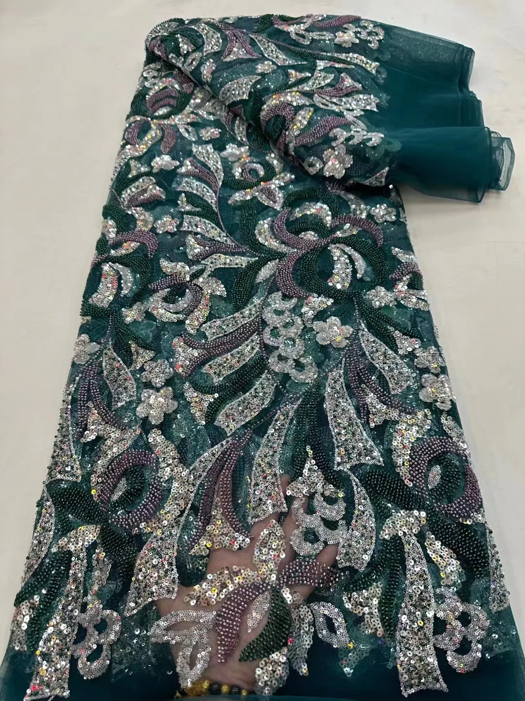 

Новое Европейское и американское трехмерное кружево с блестками, высококачественное модное кружевное Сетчатое вечернее платье чонсам