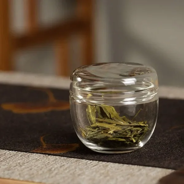 Tea Tin Box Tea Canister Mini Glass Tea Jar Transparent High Borosilicate Glass Jar Portable Travel Wake-up Tea Container Mini Storage Box