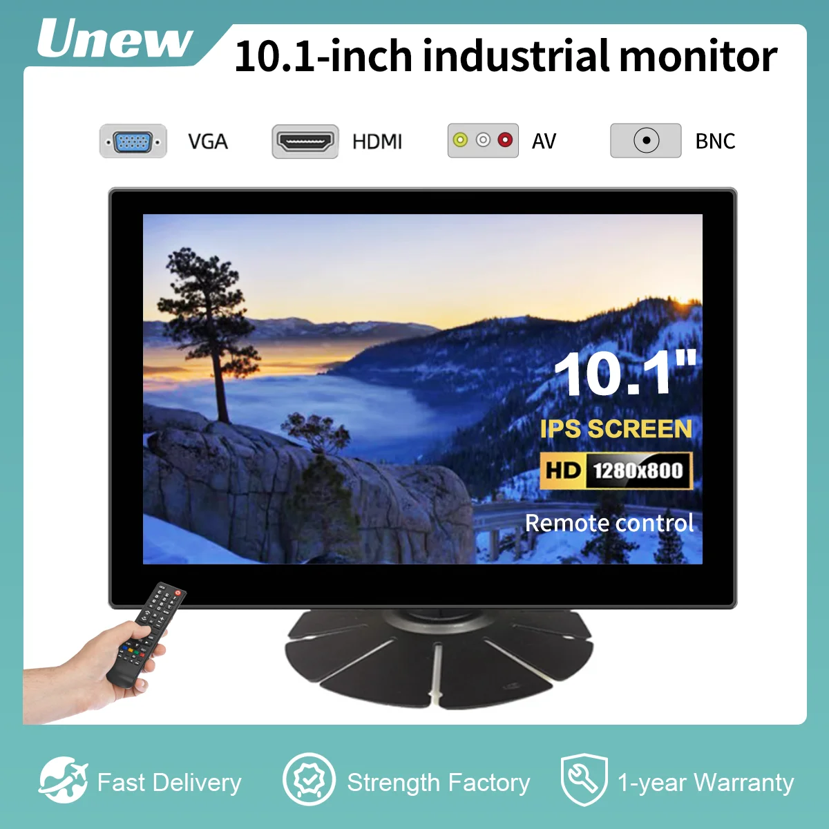 

Unew 10.1-inch Industrial Trader Monitor HD 1280*800 IPS Display Signal Supports 1920*1080 VAG HDMI AV BNC Sereen for TV Viewing