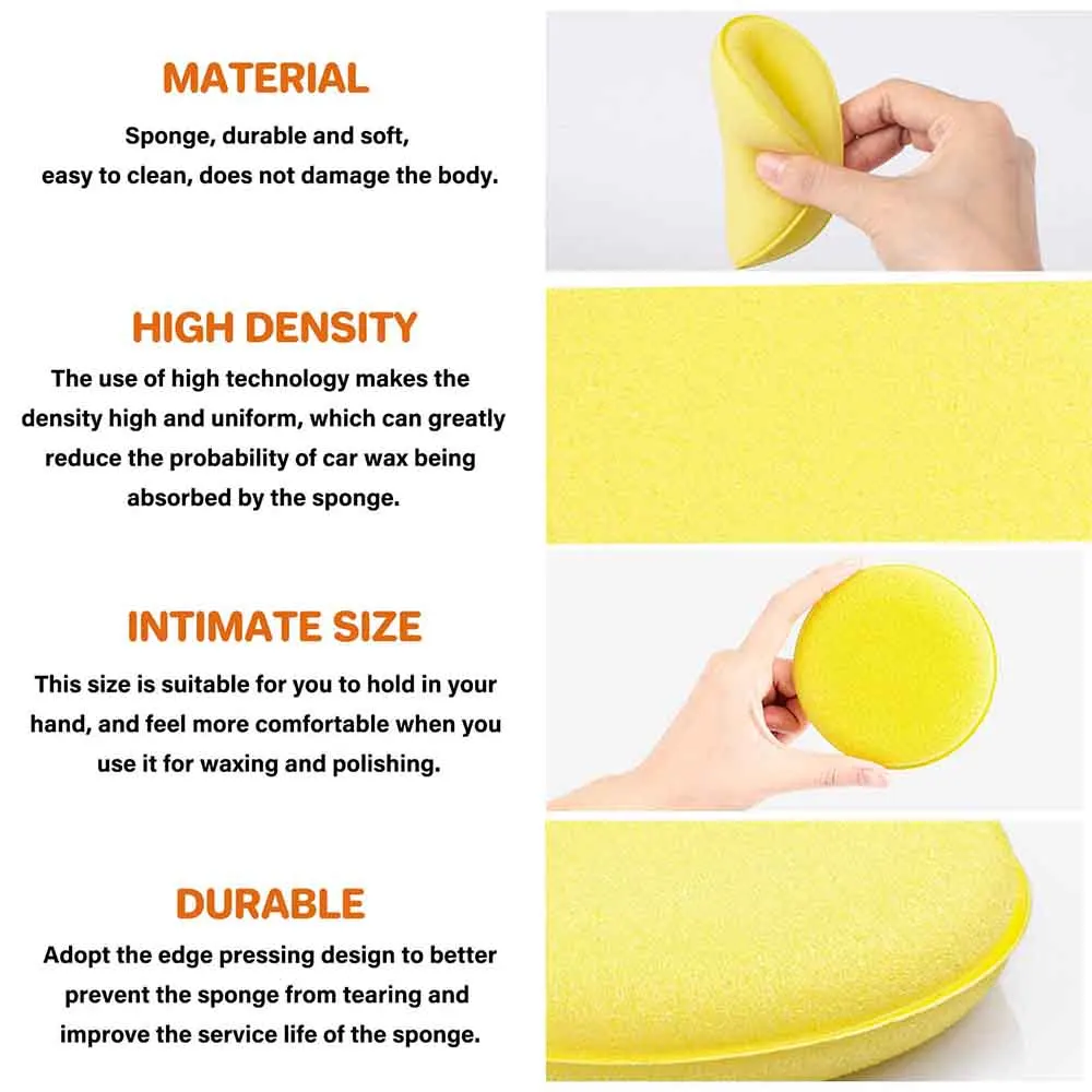 Car Waxing Pad 6Pcs Round Polish Pads 4 Inch High Density Foam Paint Curing Polishing Durable Applicator Car Clean Detailing