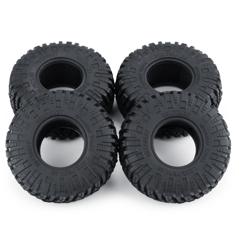 YEAHRUN 4 Stück 1,3 Zoll Gummireifen, 1,1 Zoll Schlamm-Terrain-Radreifen für 1/18 1/24 Micro Crawler TRX4M Axial SCX24 FMS FCX24 Teile – Detail 12