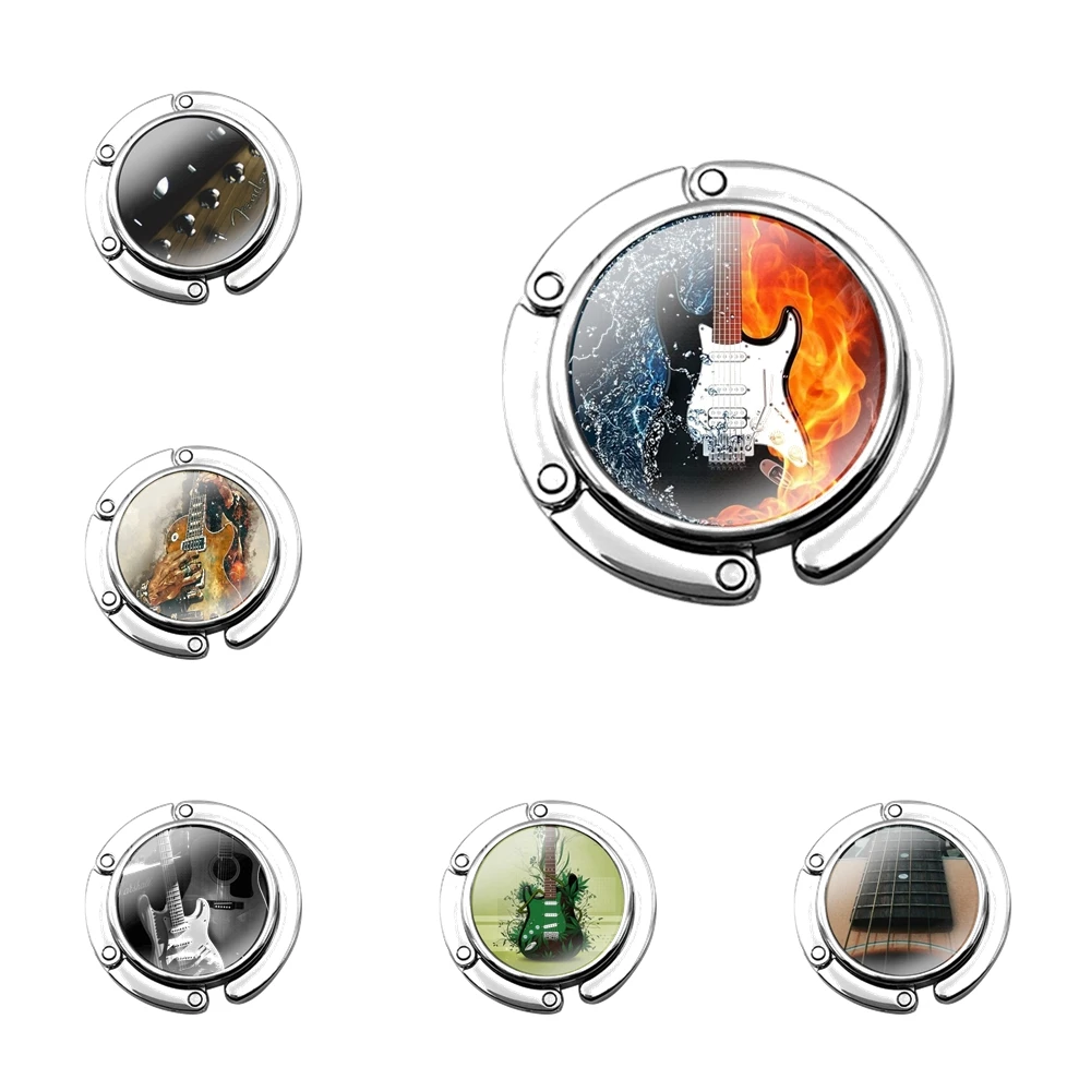 

Bass Guitar Strings Music Guitares Foldable Purse Hook for Women's Table Handbag Storage Folding Decor Table Hook