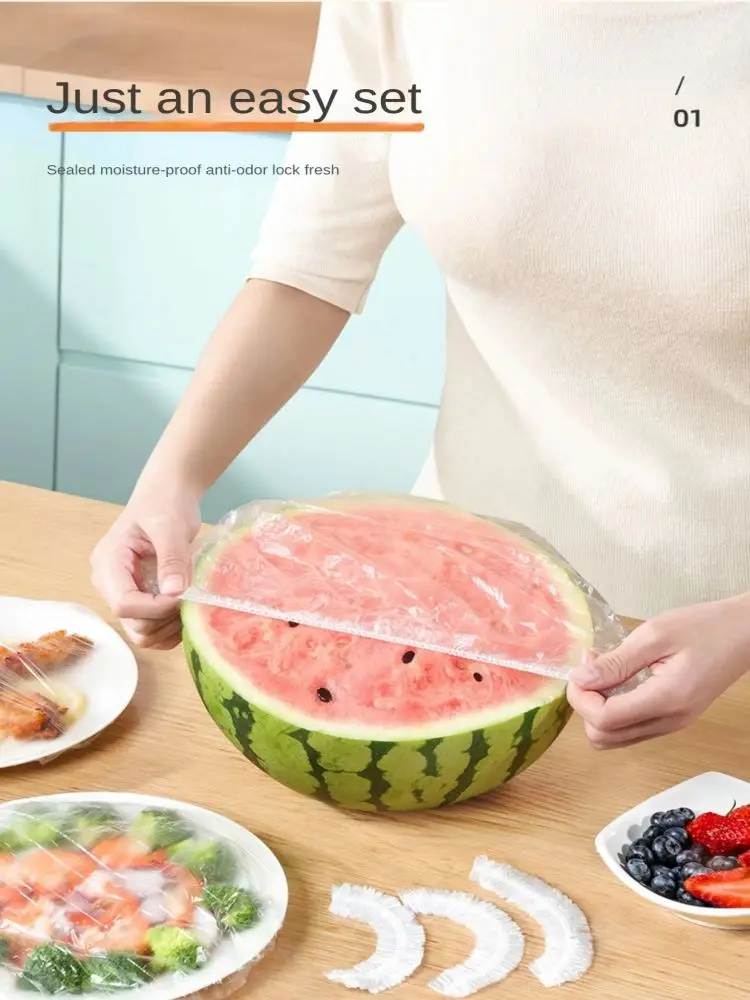 Description Picture 2 of item100PCS Disposable plastic wrap cover for food grade special plastic wrap cover for household refrigerator bowl cover for kitchen