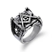  Stainless Steel Masonic Symbol Ring Masonic Knight Templar Ring Personality Punk Ring bagueHomme anillos para hombre aesthetic 