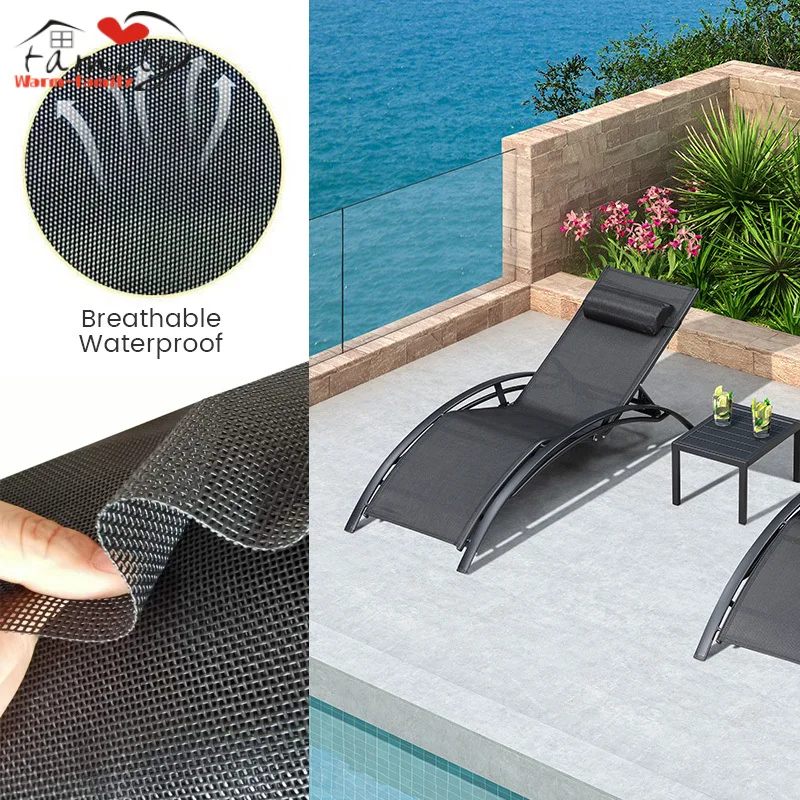

High Quality Teslin Mesh Fabric Diy Office Chair Recliner Beach Lounge Chair Placemat PVC Outdoor Waterproof Mesh Fabric Black