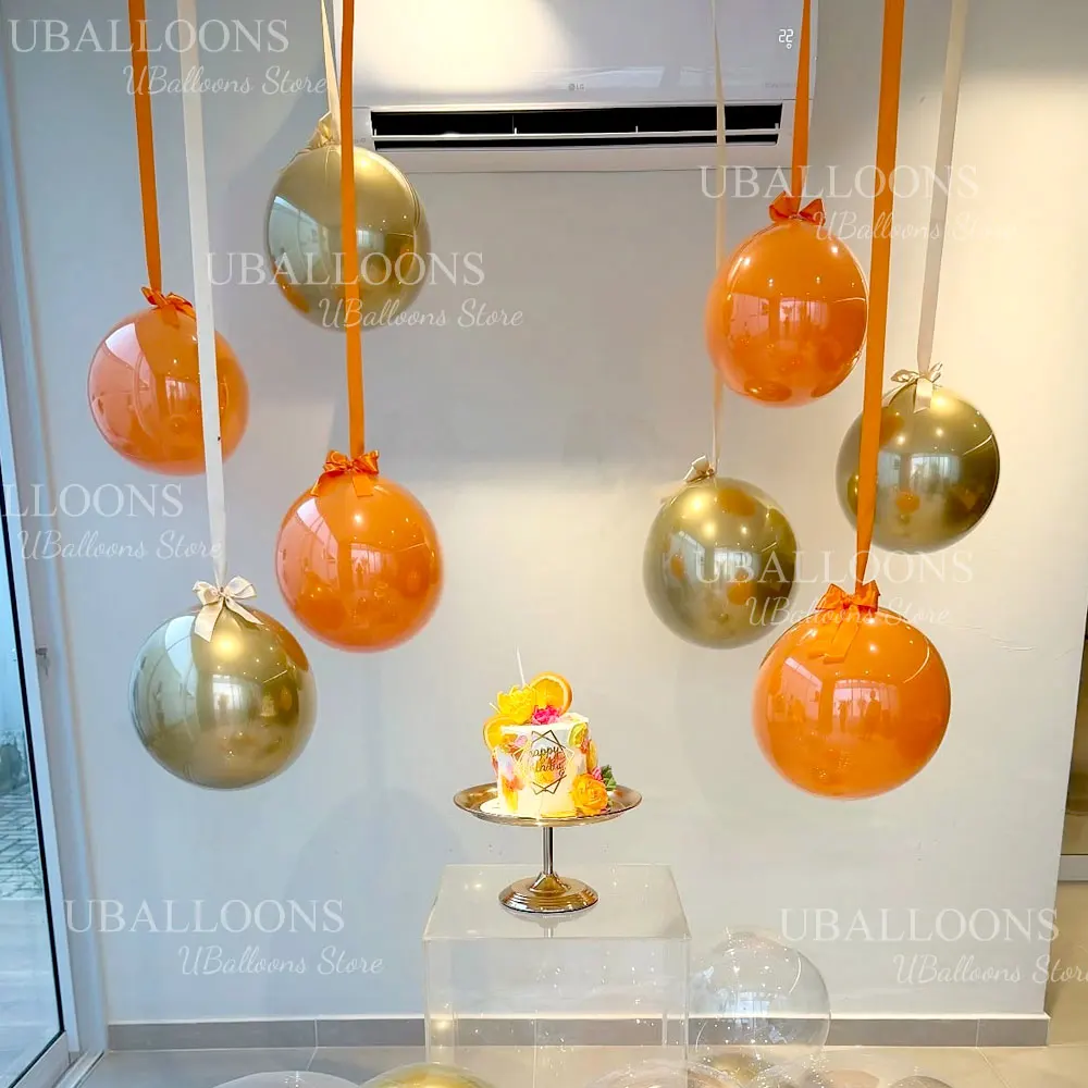 10 Stück Orange-Pink 18-Zoll-Luftballons mit Satinband-Schleife, große hängende orangefarbene Ballons für Geburtstag, Muttertag, Hochzeitsdekoration – Detail 6