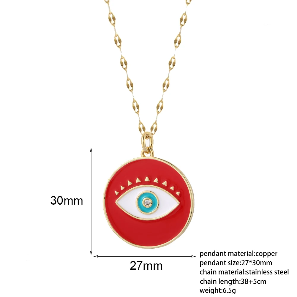 Bohemian Better fly böse Blue Eye Halskette für Frauen Gold Farbe niedlichen Herz Engel lange Edelstahl Kette Anhänger neu in Halsreif – Detail 4
