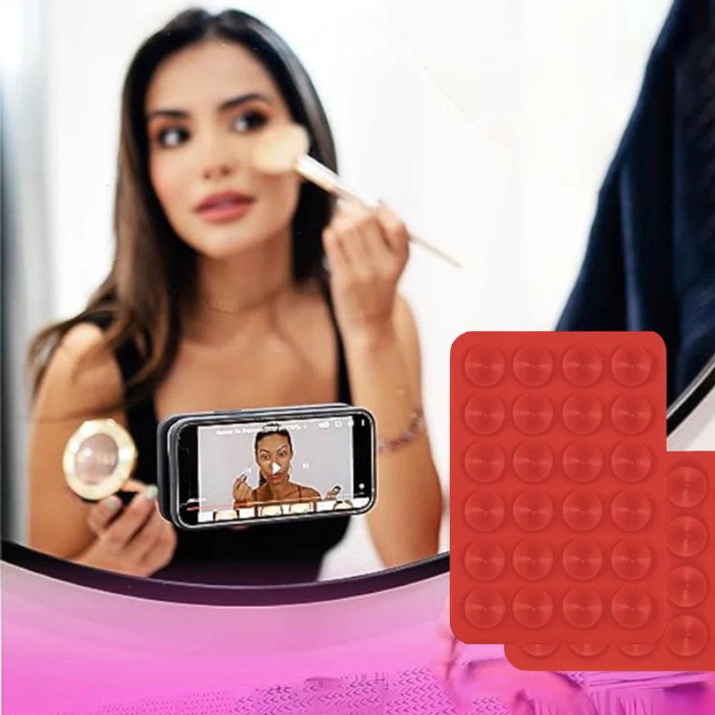 Supporto per telefono con ventosa in silicone, presa forte per selfie e video, resistente e facile da usare, compatibile con iPhone e Android, rosa chiaro