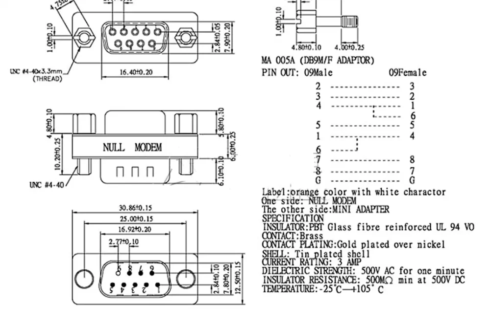 DB9-Pin 8-Pin serielle Schnittstelle Stecker auf Stecker/Stecker auf Buchse/Buchse auf Buchse Kreuzkonvertierungskopf 232COM-Schnittstellenkonvertierungskopf – Detail 2