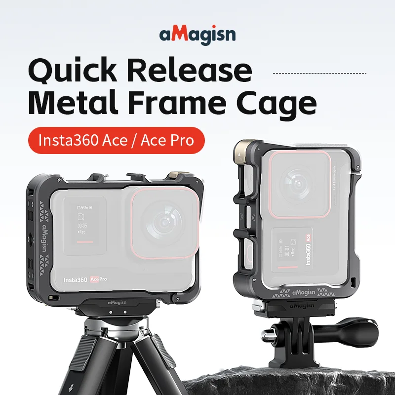 

aMagisn Quick Release Metal Frame Cage Sport Camera Protection Accessory for Insta360 Ace Ace Pro Insta 360 AcePro