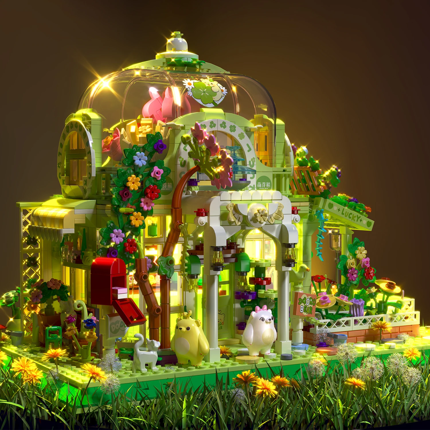 Солнечный-ботанический-сад-бутон-медведь-букет-цветы-Строительные-блоки-Детская-сборка-цветочный-магазин-игрушка-подарок-для-девочек-moc-diy