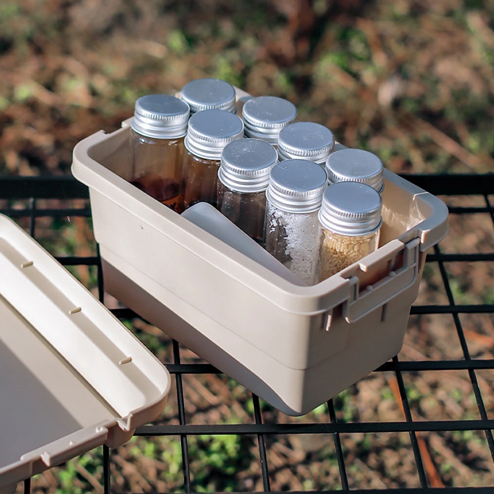 7PCS Camping Seasoning Bottle Set Storage Box Portable Outdoor Picnic Seasoning Bottle Organizer BBQ Dispenser