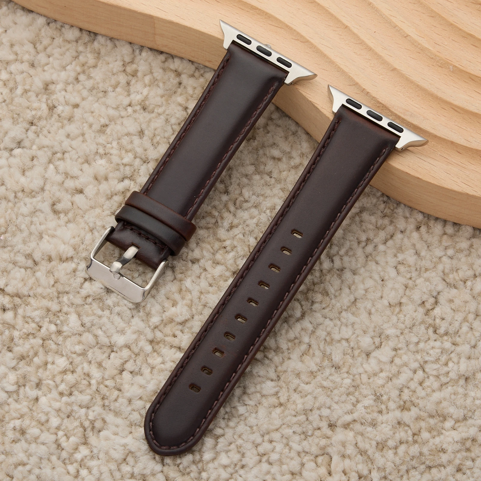 Elegant Brown Leather Loop Band for Women - Stylish Watch Accessory