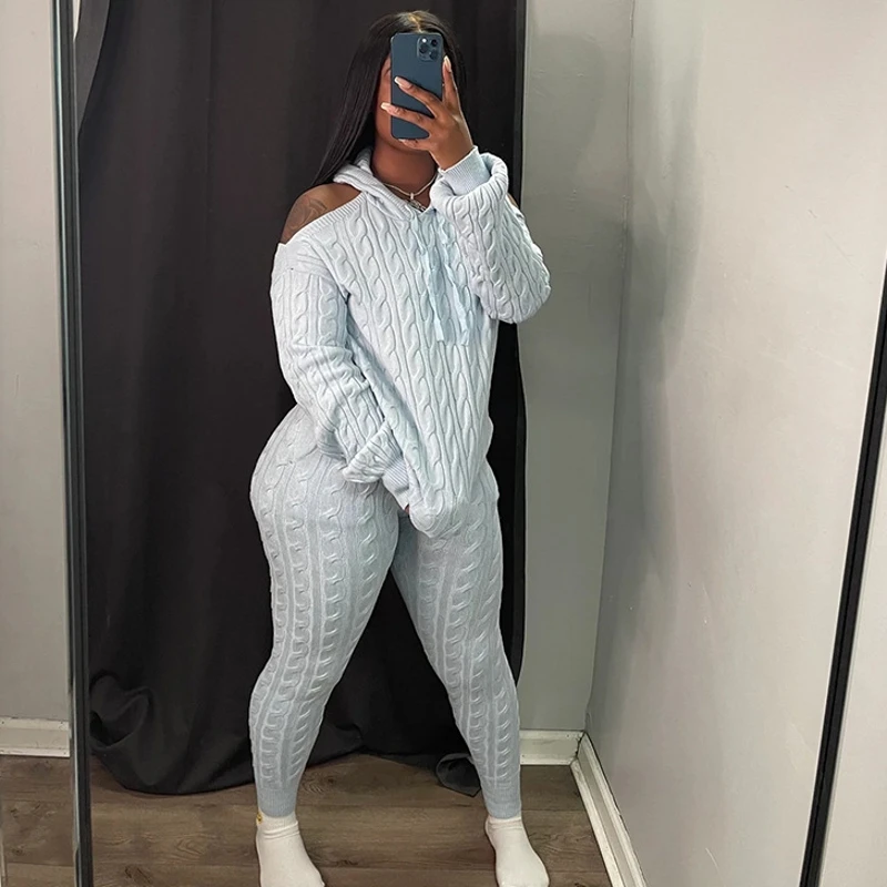 

Korea Autumn Winter Knitted Two Piece Set Women Loose Tracksuit Suit Pencil Pants Knitwear Women's Pullover Sweater Outfit