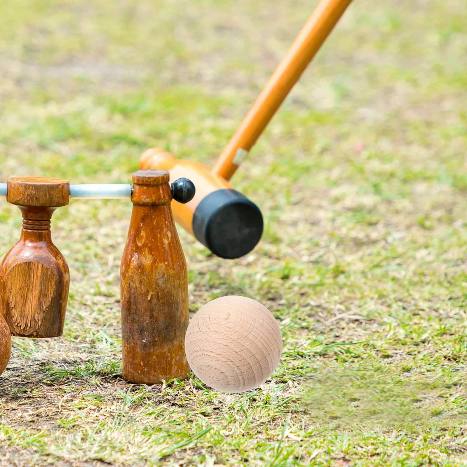 4 Pcs Croquet Bocce Ball Game Outdoor Sports Balls Garden Kit Backyard Games Rolling Portable Grass Wood for Kids Wooden