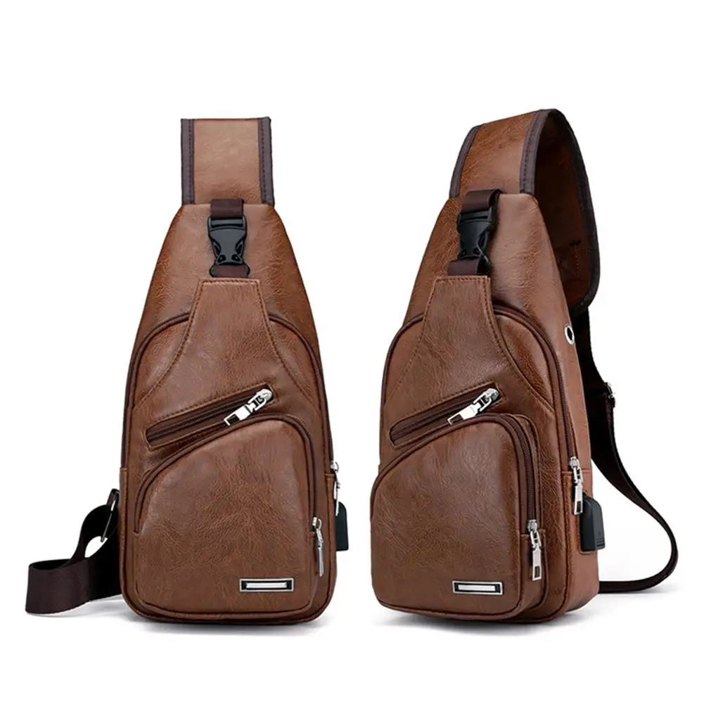 Borsa a Tracolla da Uomo alla Moda, Semplice e Casual, con Porta USB, Multifunzionale per Sport e Pendolarismo - immagine 3