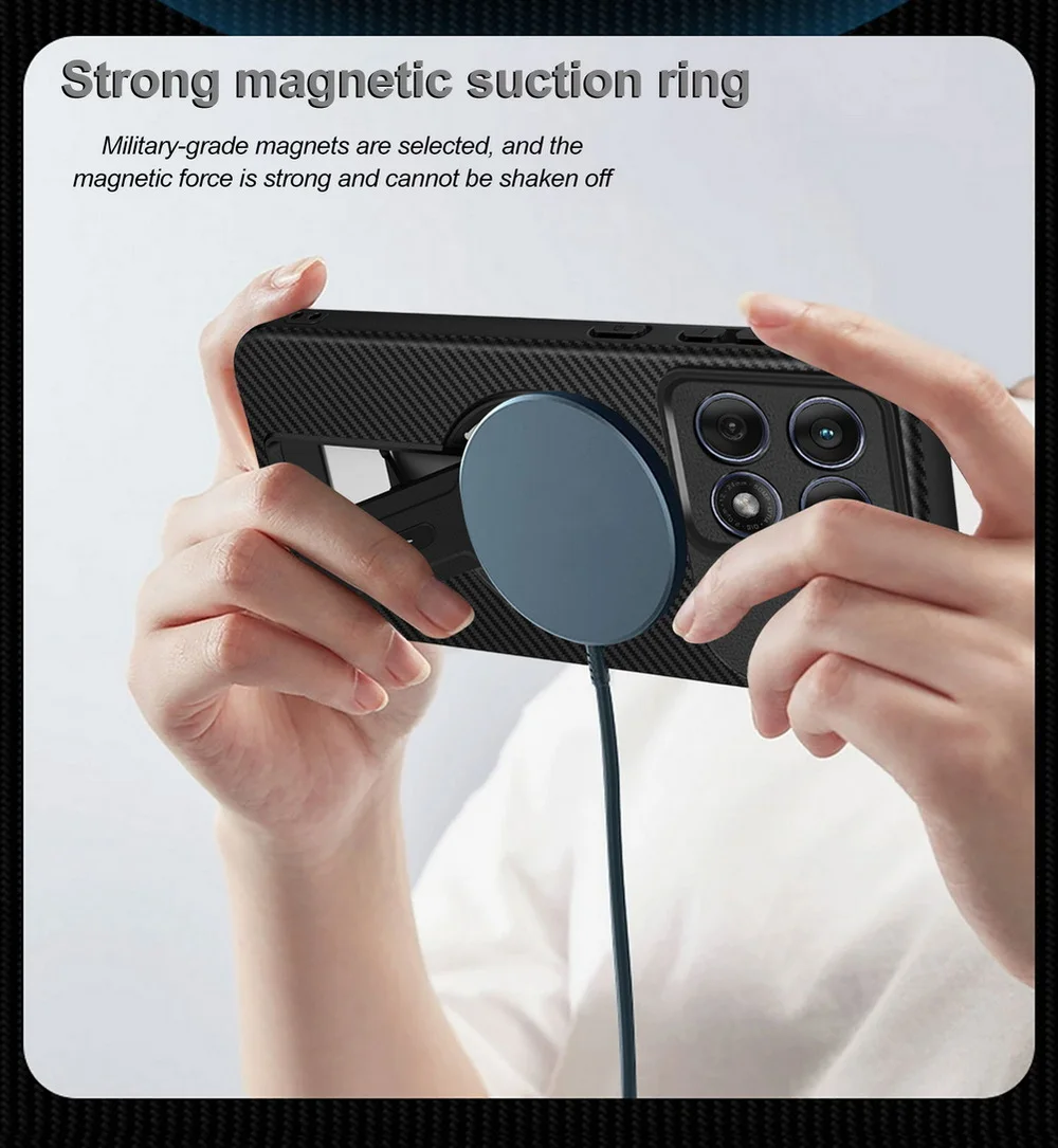 Carbon Fiber Magnetic Ring Case with Invisible Stand Holder