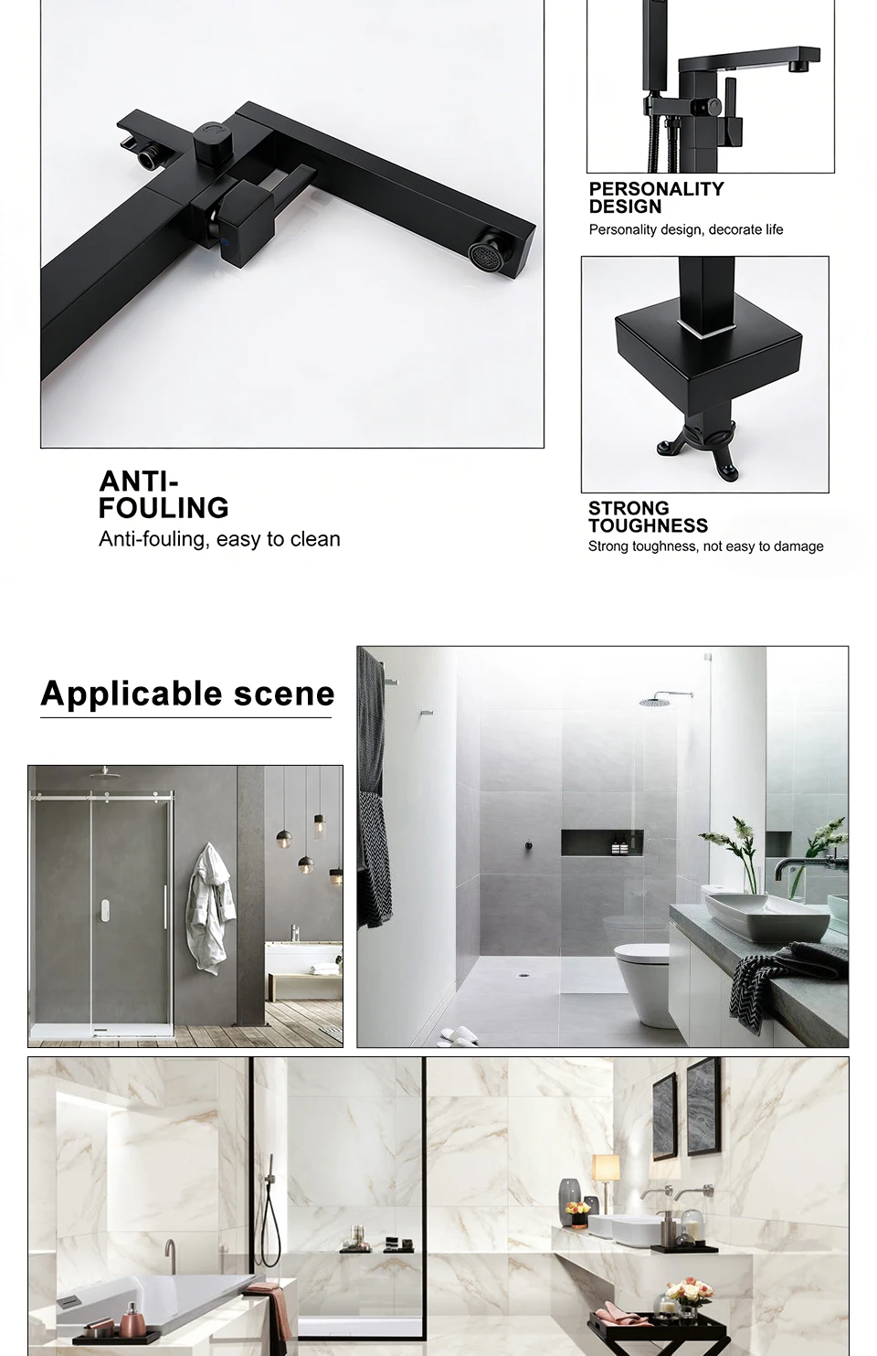 Freistehende Badewannenarmatur, Wannenfüller, Gebürstetes Nickel, Bodenmontage, Badezimmerarmaturen aus Messing, Einhandmischer mit Handbrause – Detail 2