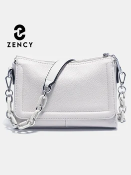 Zency Acrylic Chain Handbag Soft Leather Top-Handle Women's Luxury Small Underarm Crossbody Bag White Fashion Shoulder 1