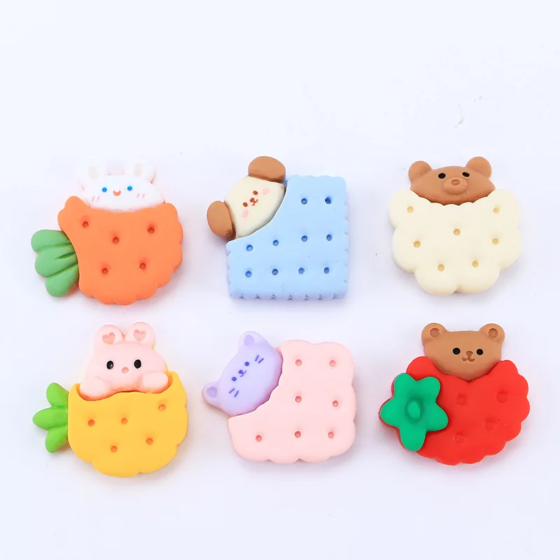 

10pcs Resin Biscuit Cabochon Flatback Cute Cartoon Fruit Cookies Charms for DIY Jewelry Making Simulated Cookies for Phone Cases