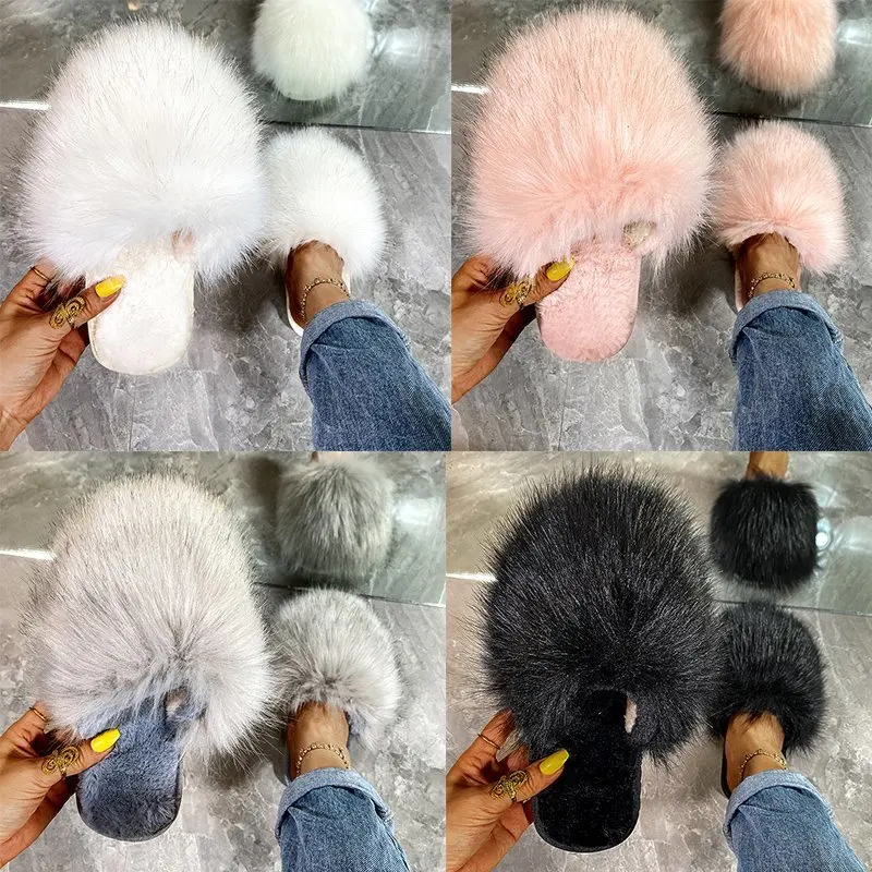 Fashionable New Round Headed Warm Casual Cotton Slippers for Women in Winter Non Slip Comfortable and Sexy Flat Bottom Fur Shoes