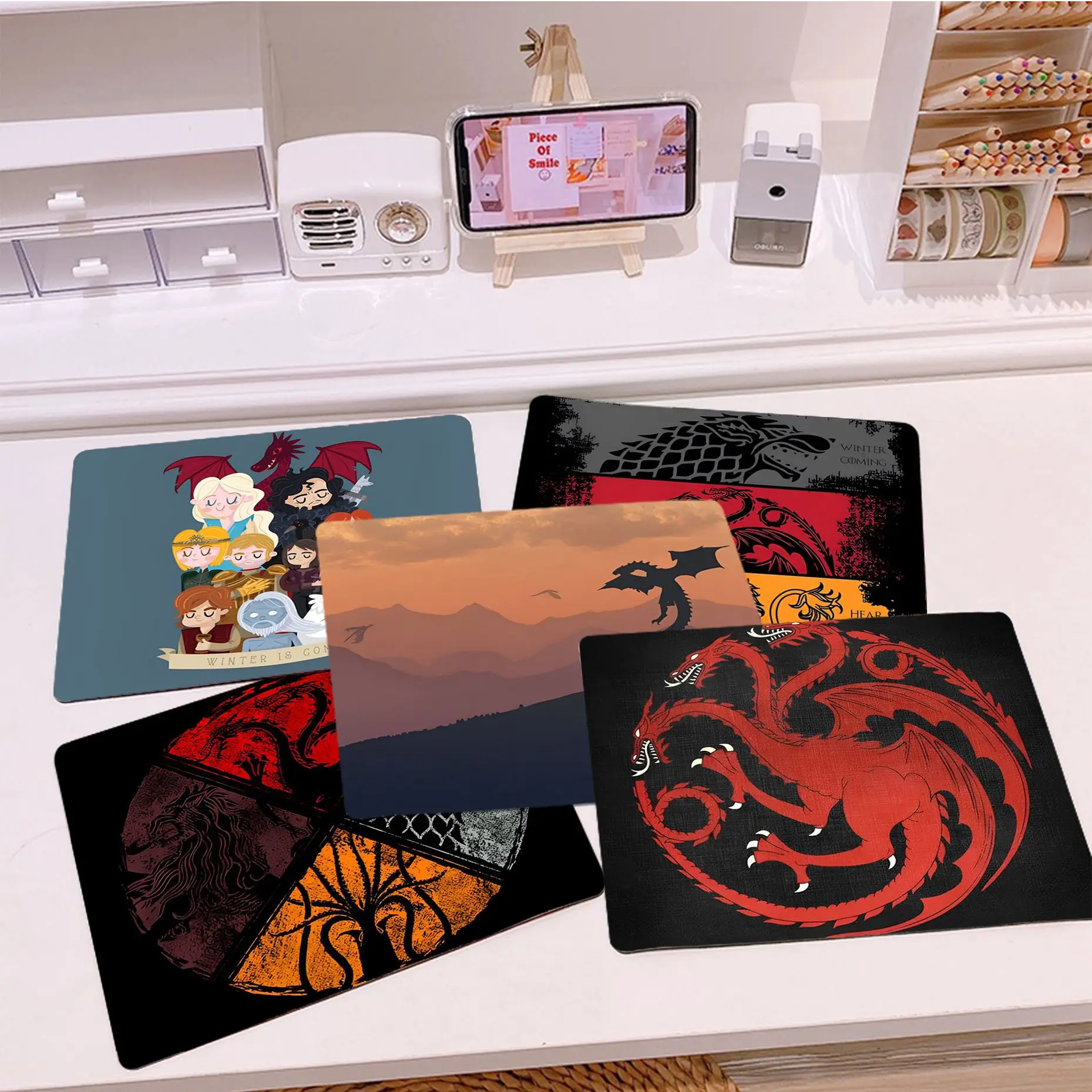 

T-Thrones-Game Mousepad Animation Office Gaming Thickened Large Writing Pad Non-slip Cushion Mouse Pad Office Desk Accessories