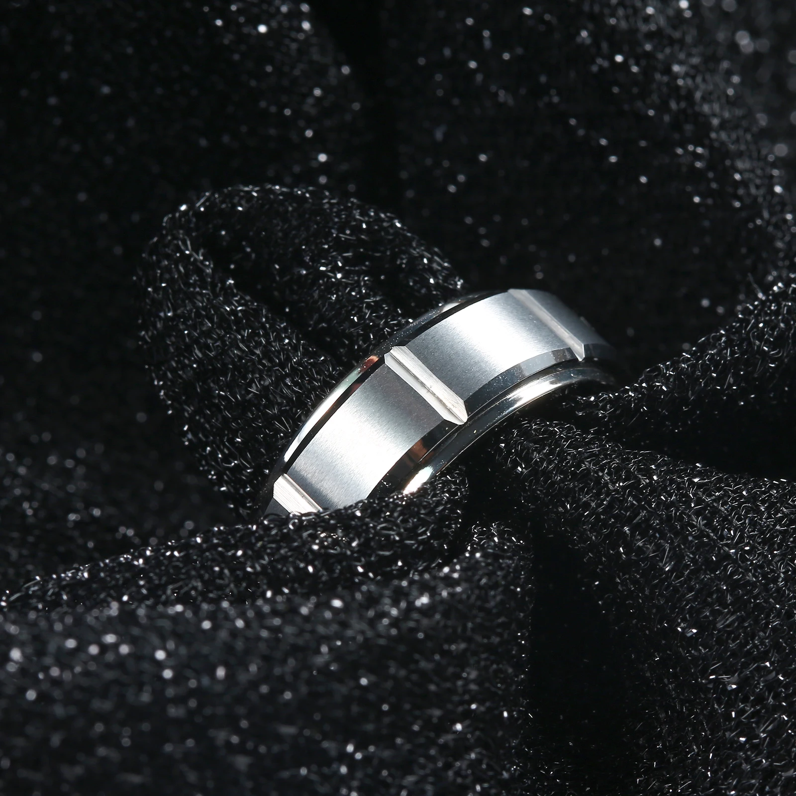 8mm Titanium Tungsten Spinner Wedding Mens Rings Nickel Free