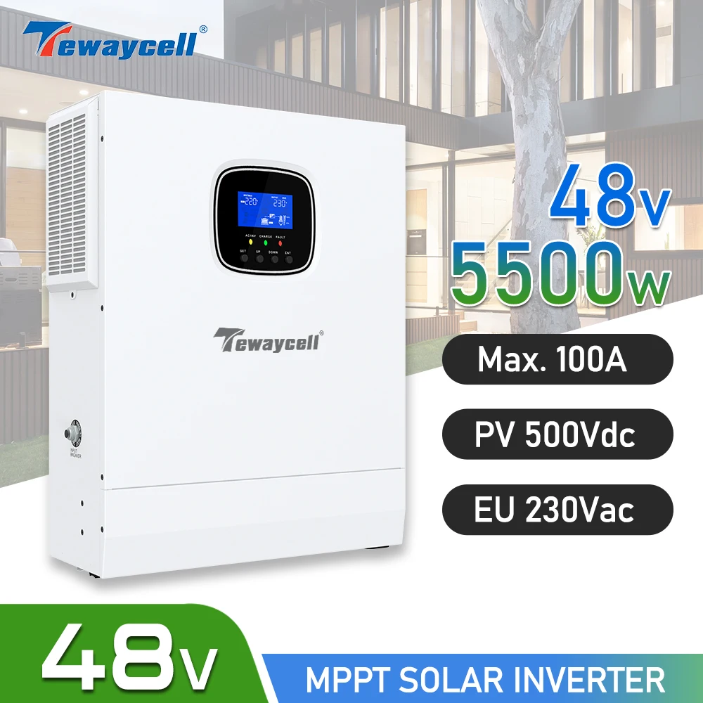 48V Hybrid Solar Inverter 5000W 5500W Pure Sine Wave 230V Off Grid ...